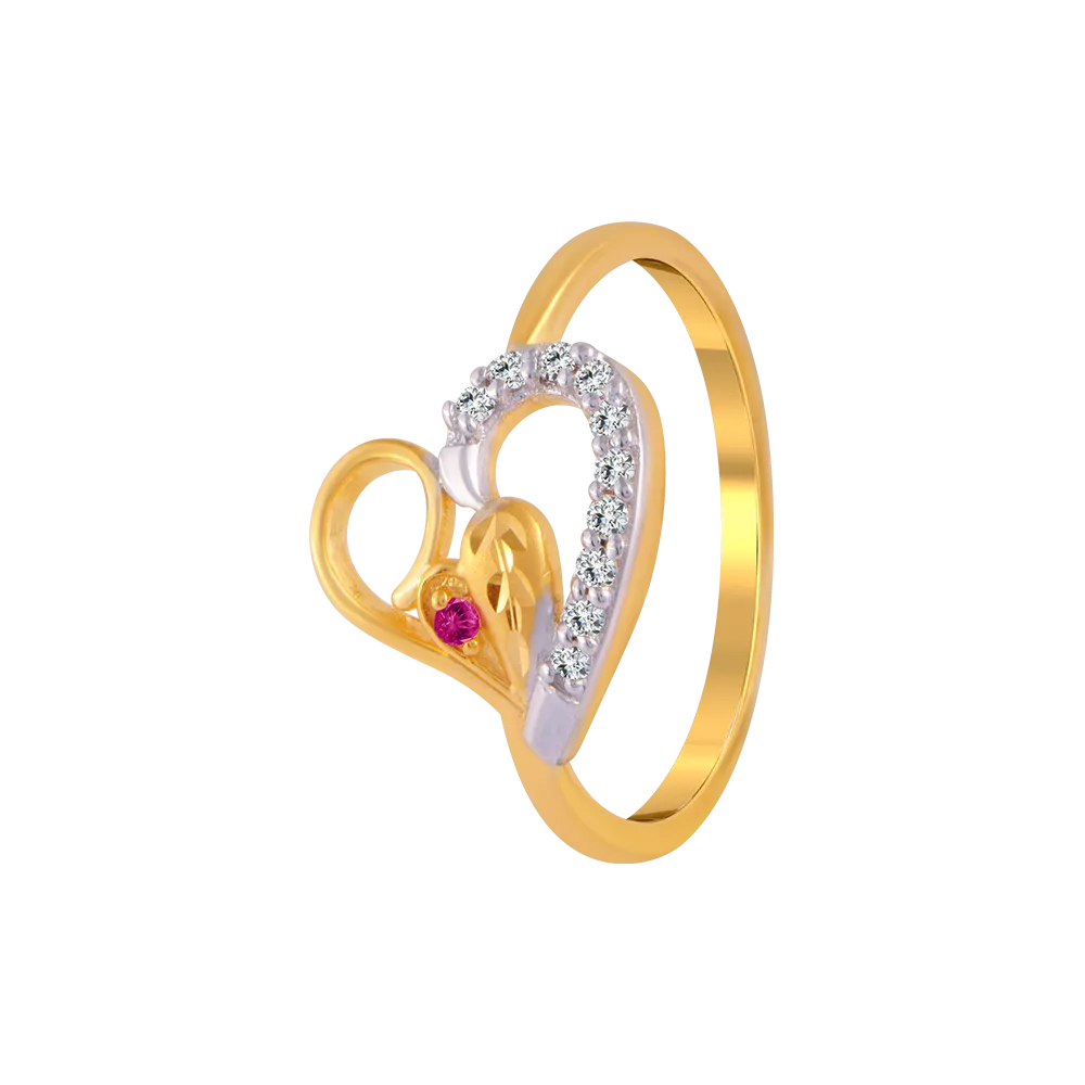 14KT (585) Yellow Gold And American Diamond Ring For Women