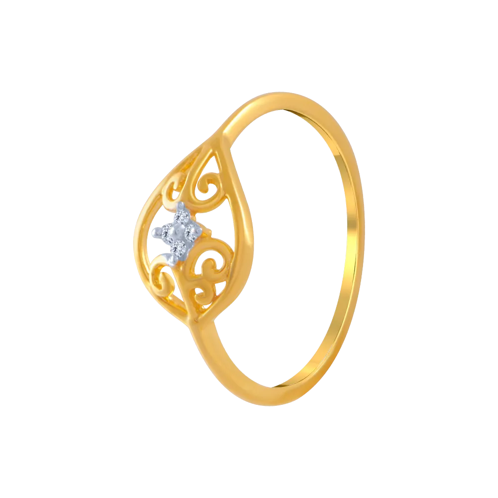 14KT (585) Yellow Gold And American Diamond Ring For Women