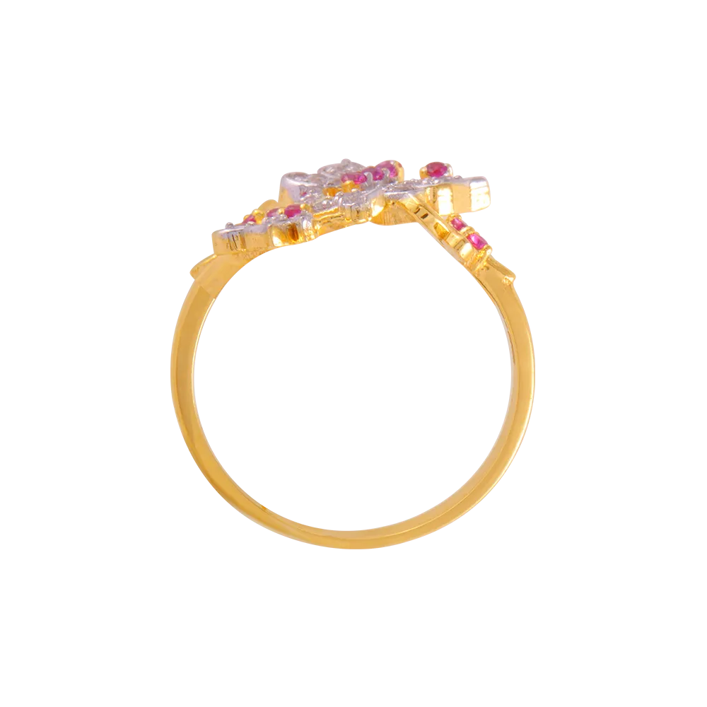 14KT (585) Yellow Gold And American Diamond Ring For Women