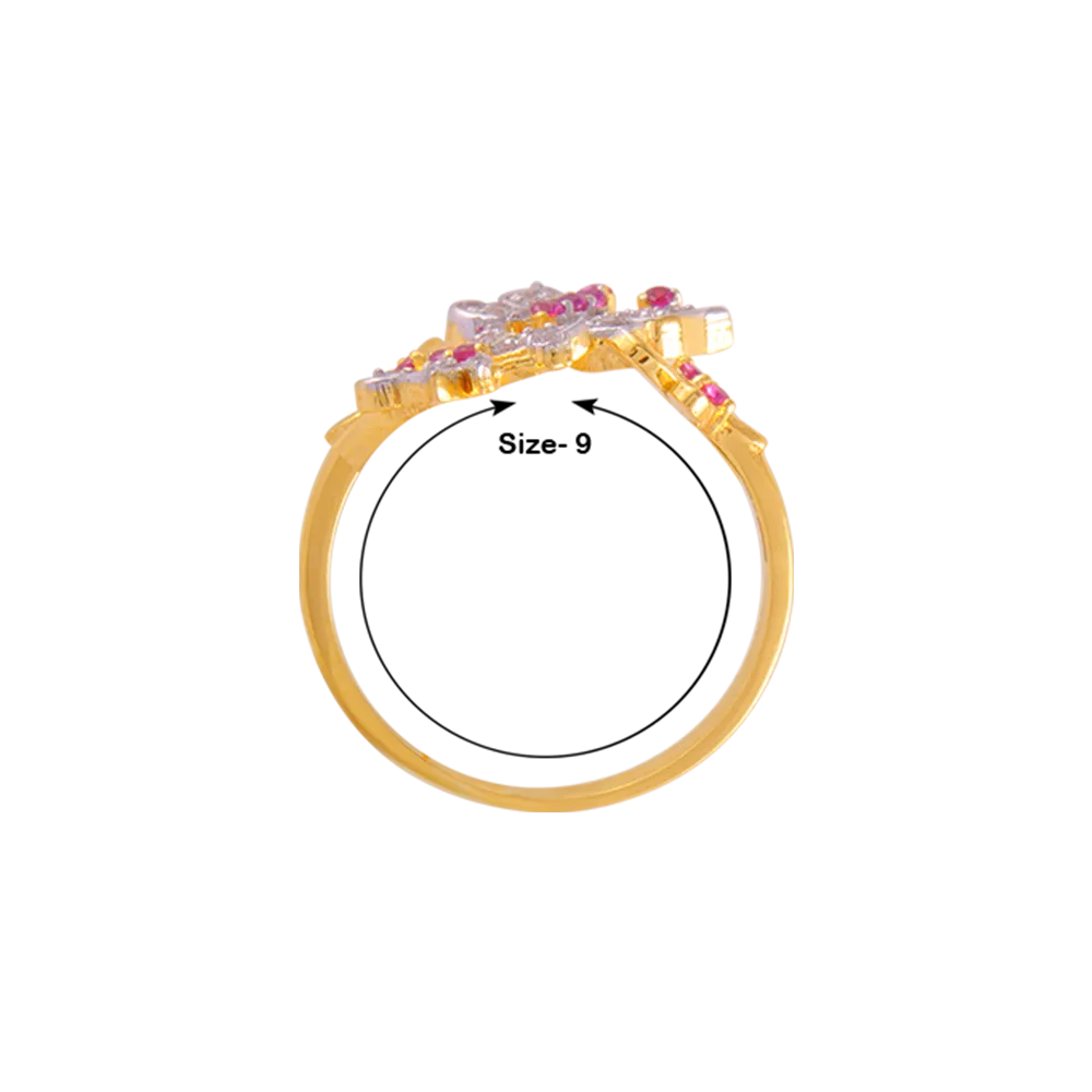 14KT (585) Yellow Gold And American Diamond Ring For Women