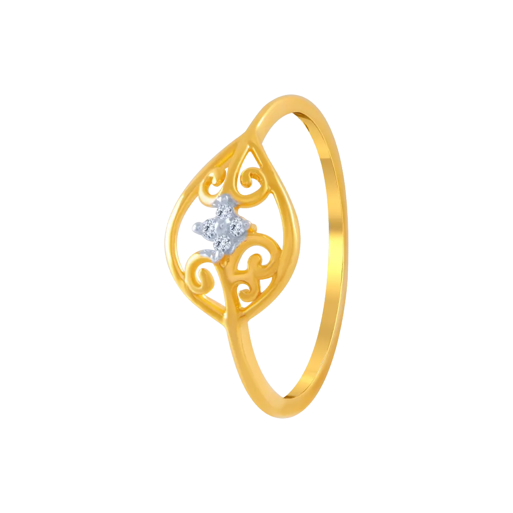 14KT (585) Yellow Gold And American Diamond Ring For Women