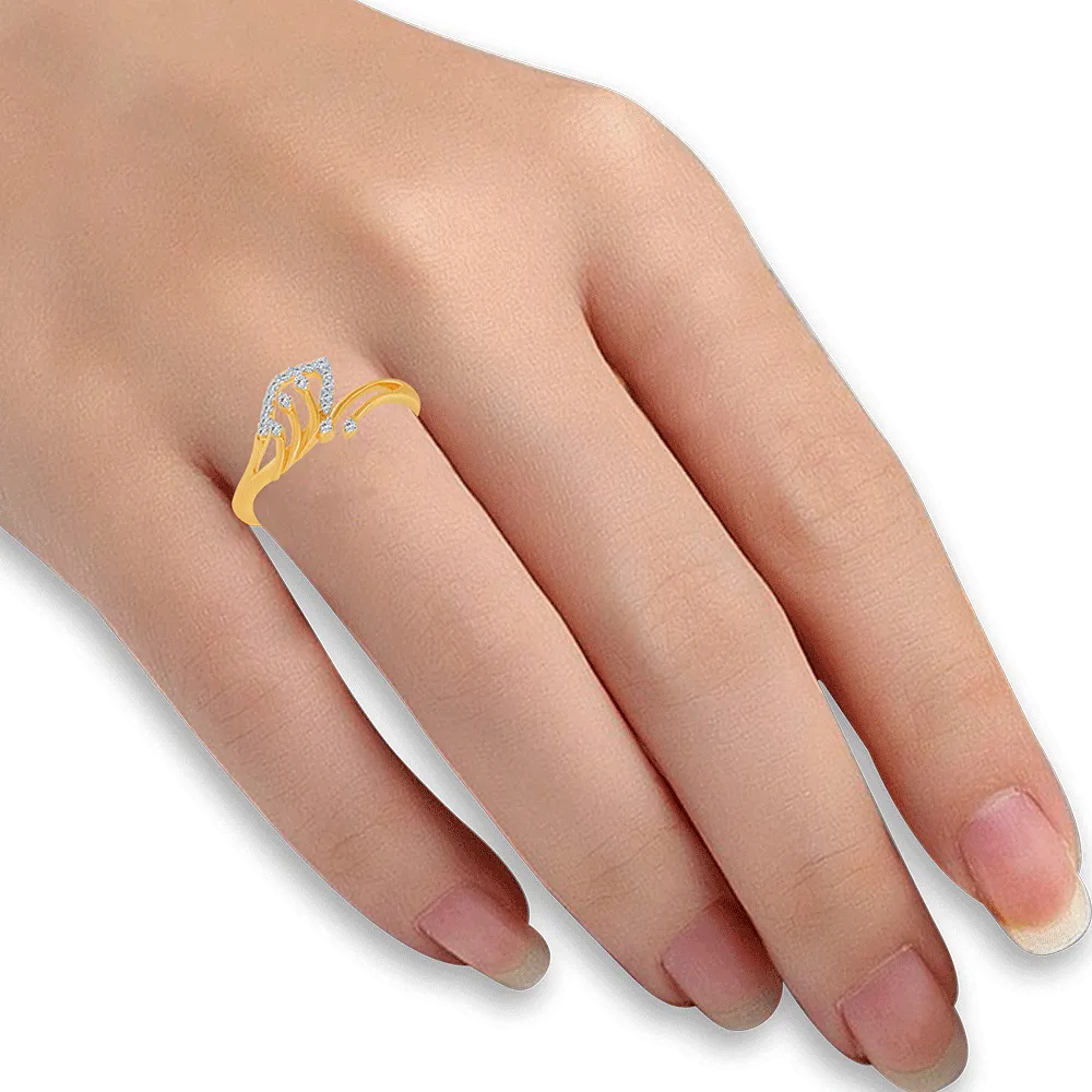 14KT (585) Yellow Gold And Diamond Ring For Women