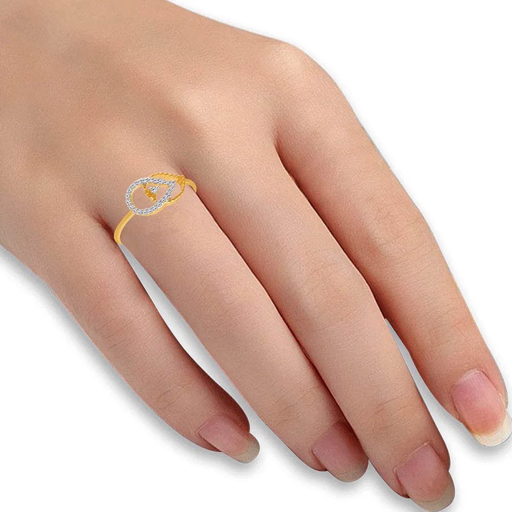 14KT (585) Yellow Gold And Diamond Ring For Women
