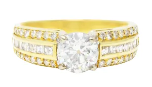1.50 CTW OLD EUROPEAN CUT DIAMOND 18 KARAT TWO-TONE GOLD UNISEX CHANNEL ENGAGEMENT RING