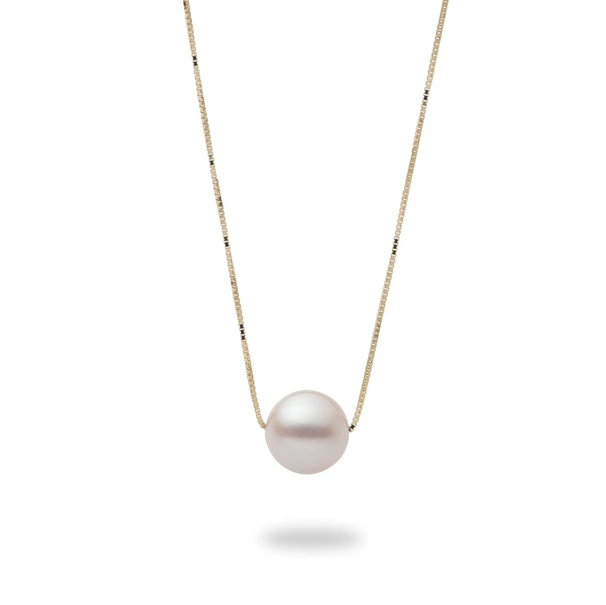 16-18" Adjustable Akoya White Pearl Necklace in Gold - 8mm