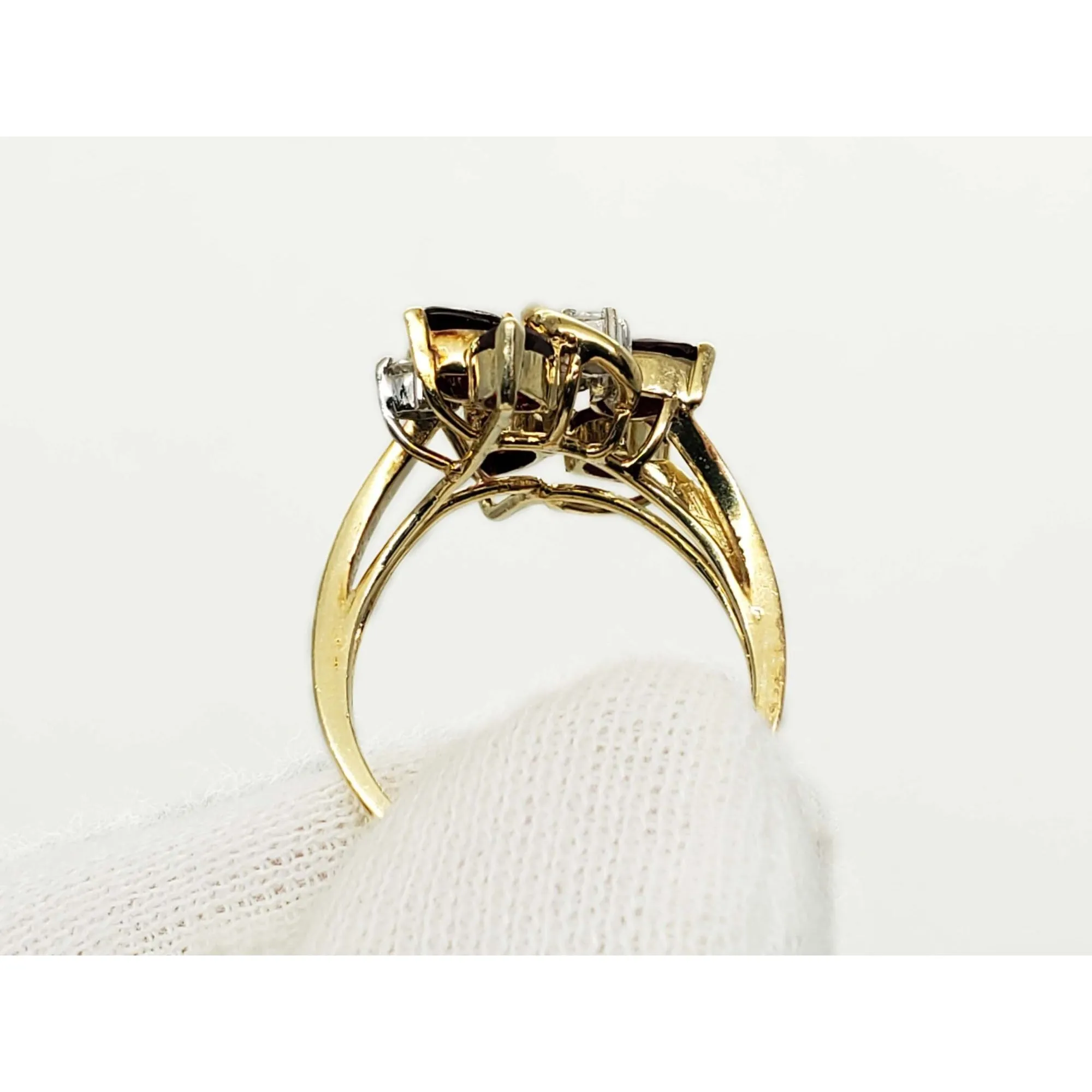 1.65 ctw Pear Ruby & Diamond Split Shank Cocktail Ring 14k Gold Size 6.25