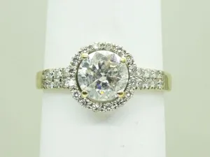 1.75ct tw Round Natural Diamond Halo Engagement Ring 14k White Gold Size 8.75