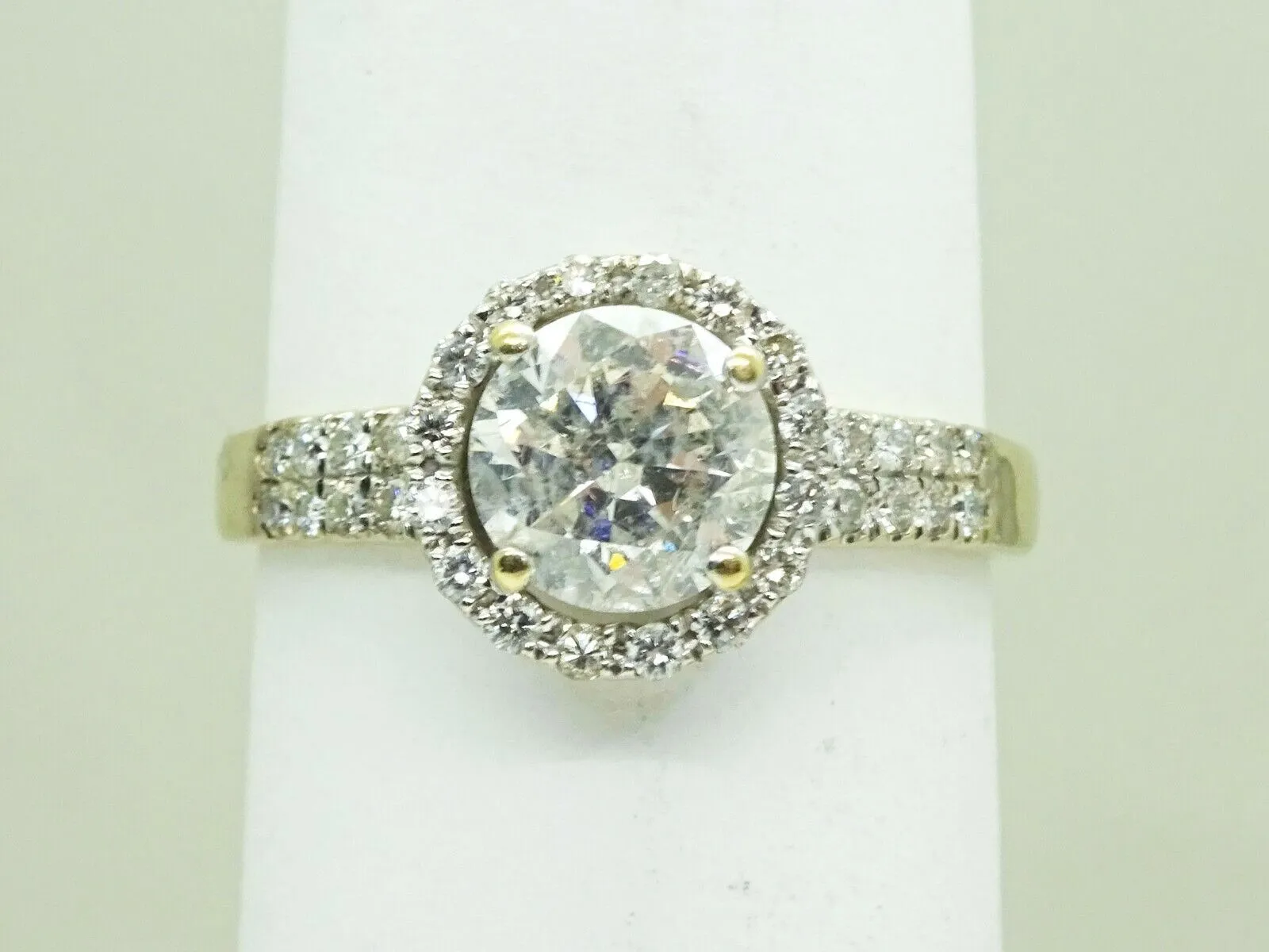 1.75ct tw Round Natural Diamond Halo Engagement Ring 14k White Gold Size 8.75