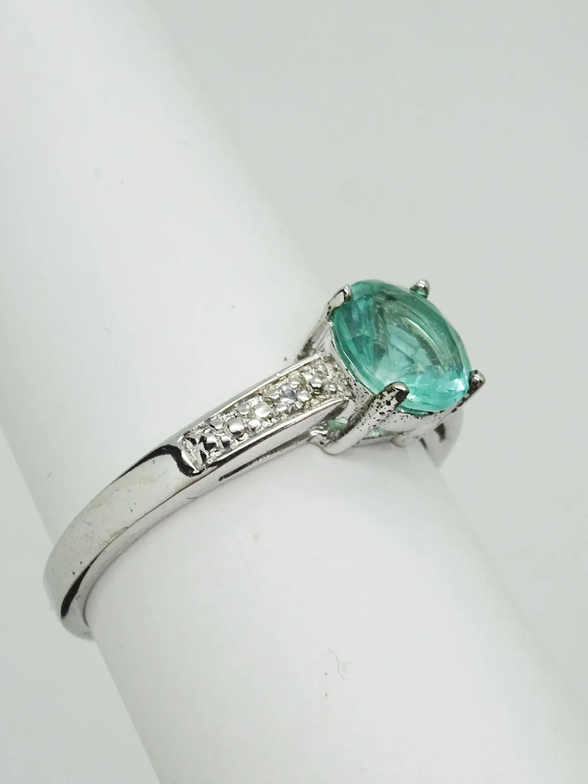 1.75ct tw Simulated Round Green Spinel & CZ  Ring Size 11