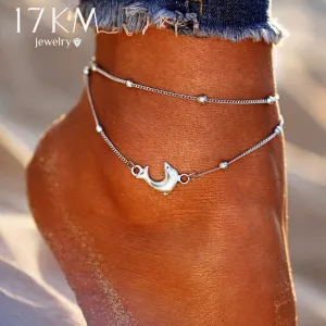 17KM Fashion Multi Layer Anklet Beads Anklets For Women 2018 New Boho Leg Jewelry Silver Color Bracelet Handmade Sandals Gift