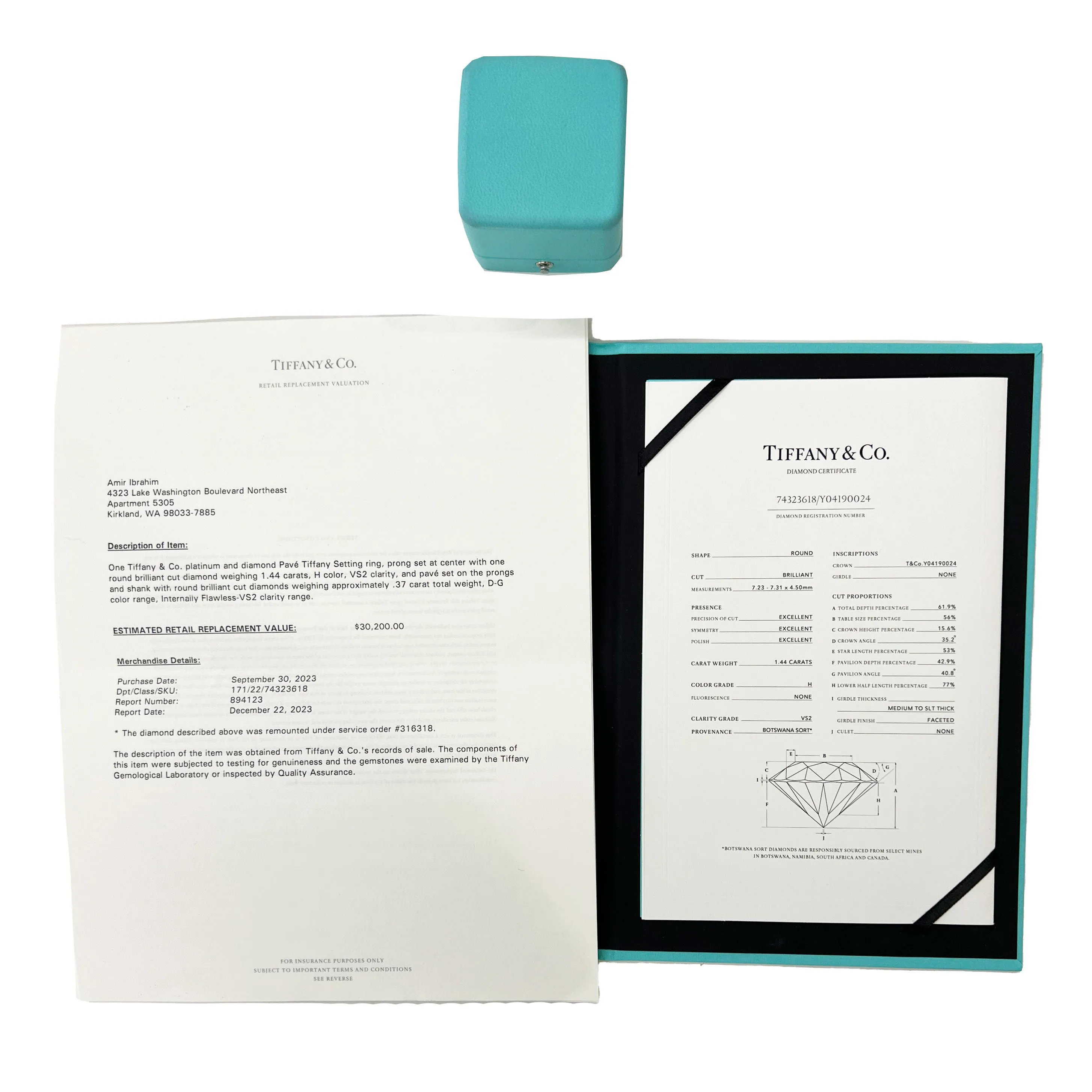 1.81 ct Diamond Pave Tiffany Setting Engagement Ring