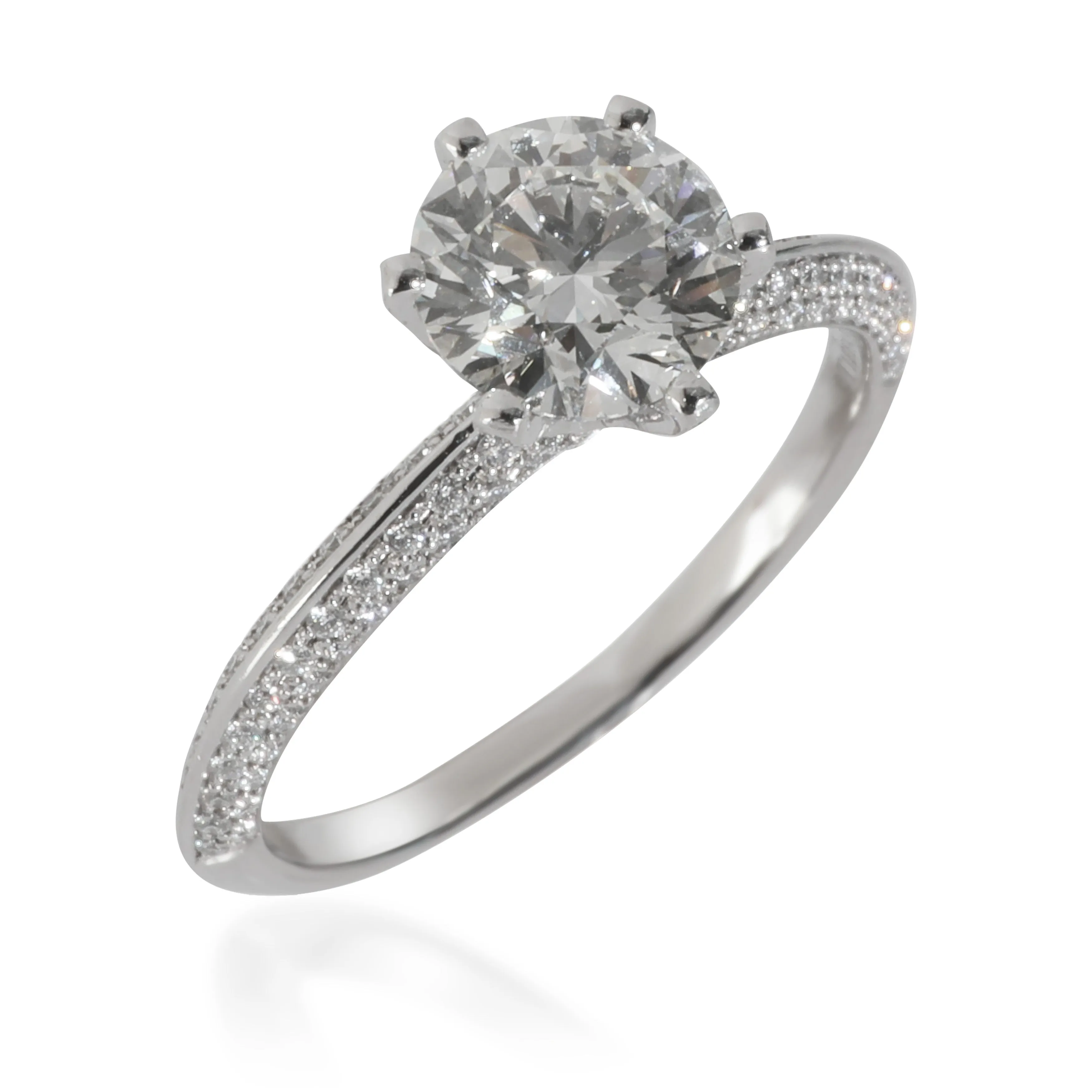 1.81 ct Diamond Pave Tiffany Setting Engagement Ring