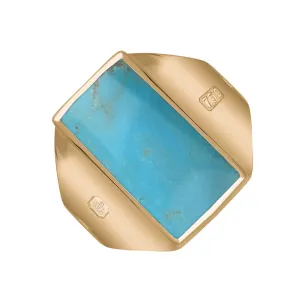 18ct Rose Gold Turquoise Hallmark Small Oblong Ring
