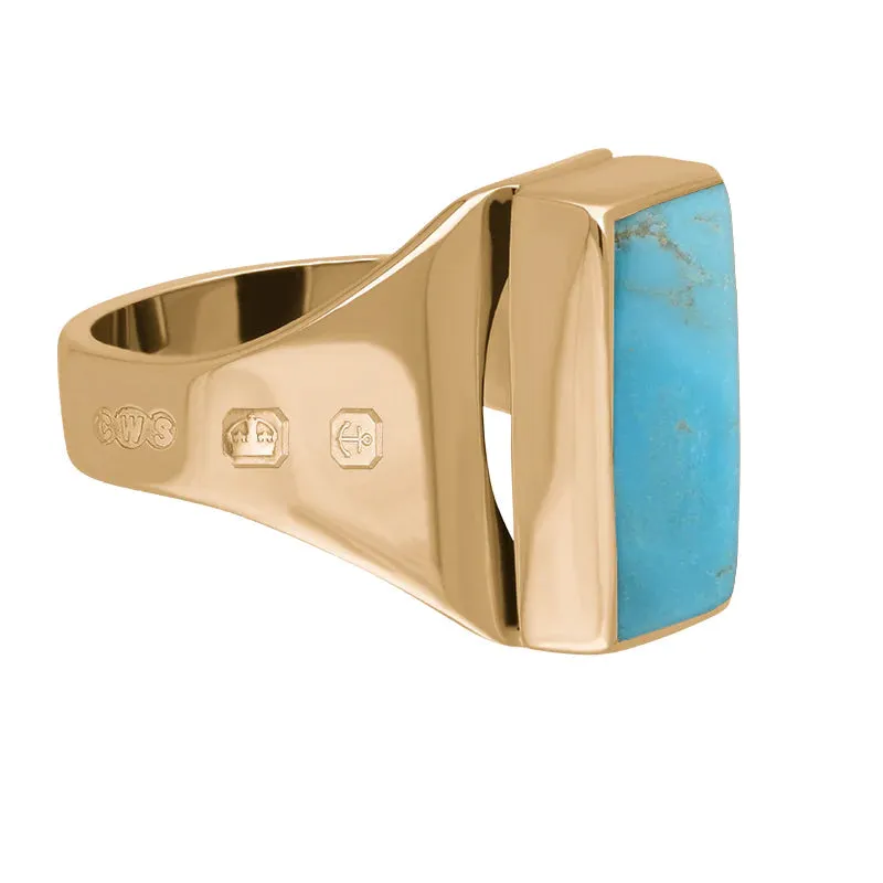 18ct Rose Gold Turquoise Hallmark Small Oblong Ring