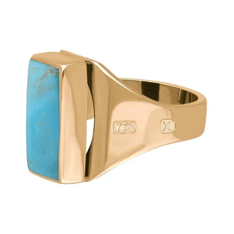 18ct Rose Gold Turquoise Hallmark Small Oblong Ring