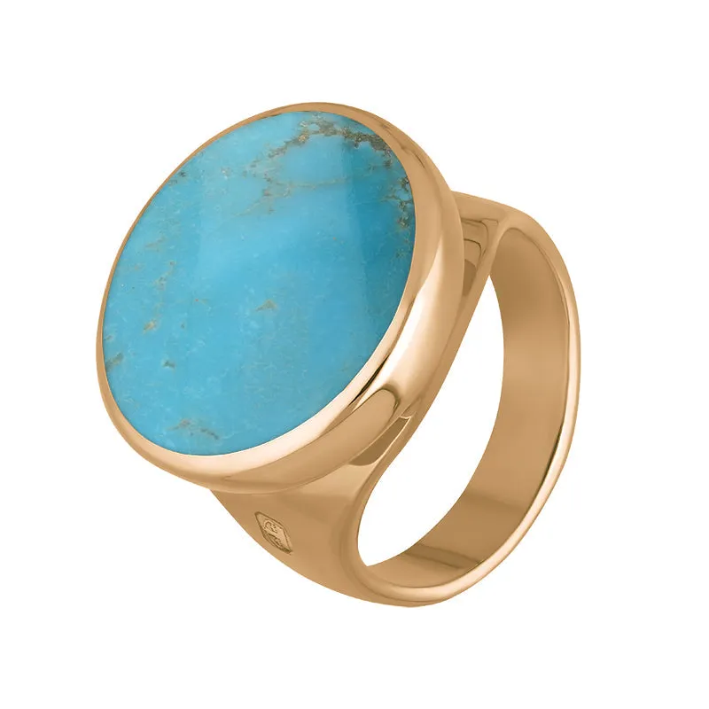 18ct Rose Gold Turquoise Hallmark Small Round Ring