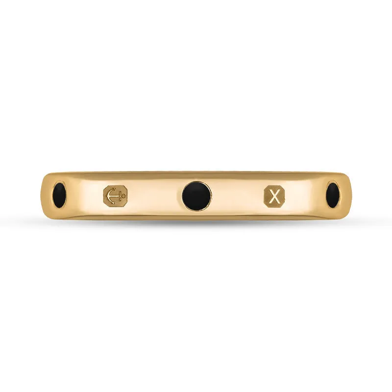 18ct Rose Gold Whitby Jet Queen's Jubilee Hallmark 6mm Ring D