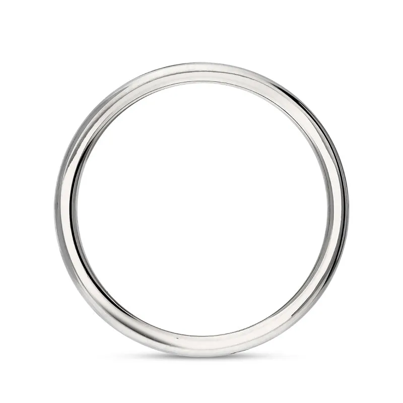 18ct White Gold 0.12ct Diamond King's Coronation Hallmark 3mm Ring D