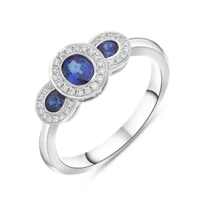 18ct White Gold 0.72ct Sapphire Diamond Ring