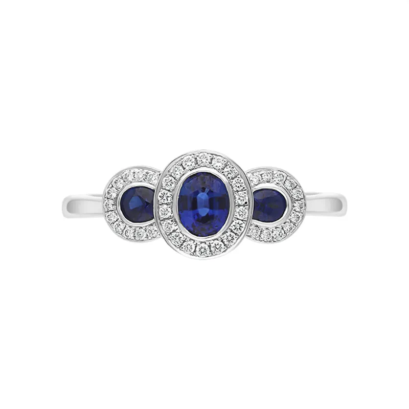 18ct White Gold 0.72ct Sapphire Diamond Ring