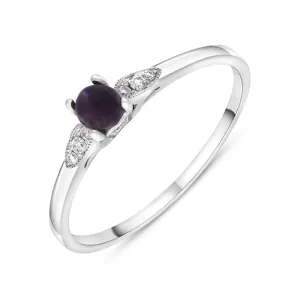 18ct White Gold Blue John 0.05ct Diamond Milgrain Shoulder Ring