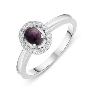 18ct White Gold Blue John 0.12ct Diamond Cluster Ring