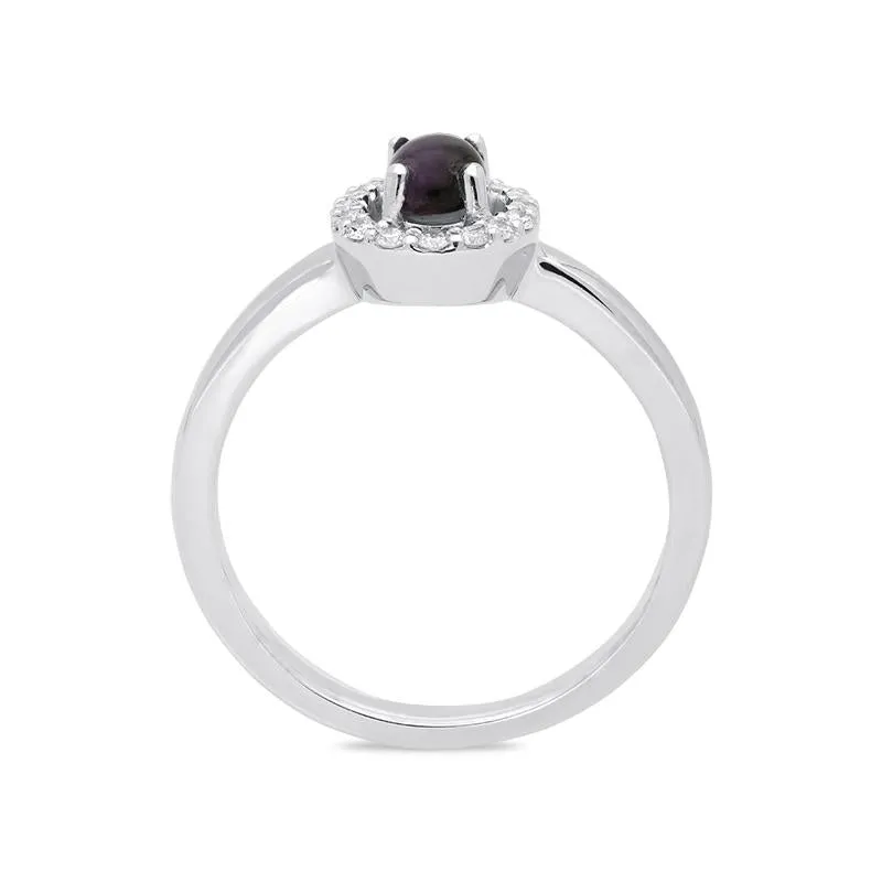 18ct White Gold Blue John 0.12ct Diamond Cluster Ring
