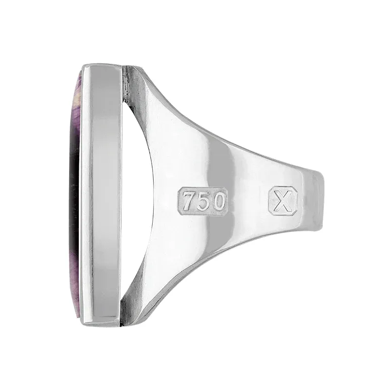 18ct White Gold Blue John Hallmark Medium Oblong Ring