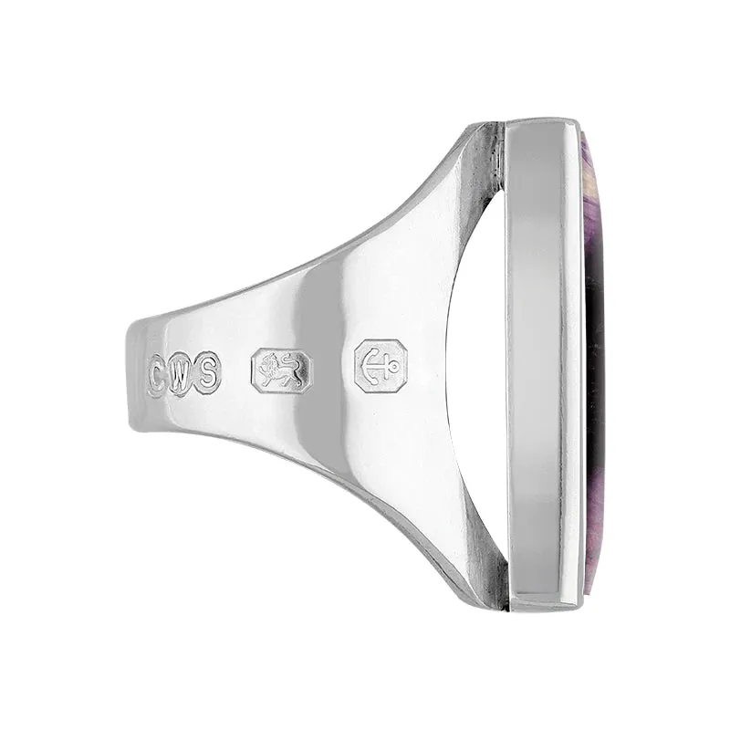 18ct White Gold Blue John Hallmark Medium Oblong Ring