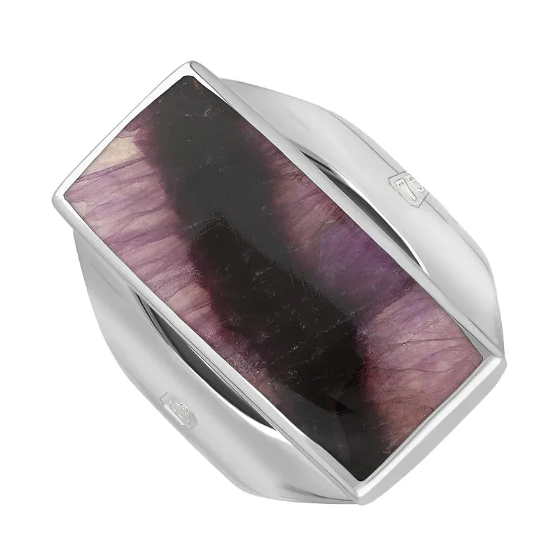 18ct White Gold Blue John Hallmark Medium Oblong Ring