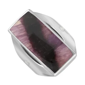 18ct White Gold Blue John Hallmark Medium Oblong Ring