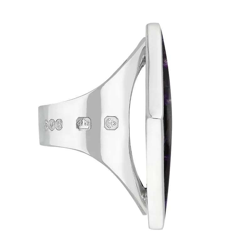 18ct White Gold Blue John Hallmark Medium Rhombus Ring