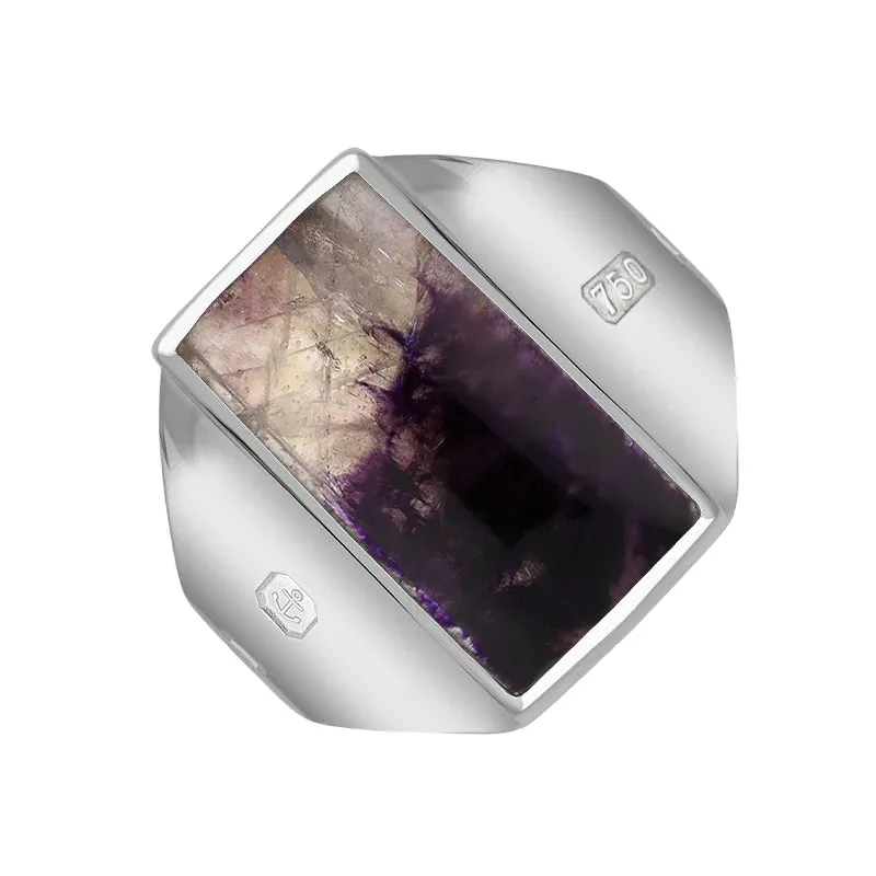 18ct White Gold Blue John Hallmark Small Oblong Ring