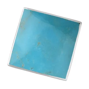 18ct White Gold Turquoise Hallmark Large Rhombus Ring
