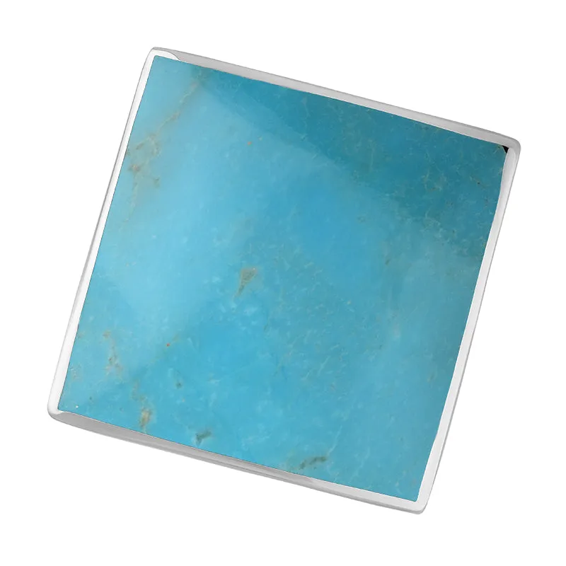 18ct White Gold Turquoise Hallmark Large Rhombus Ring