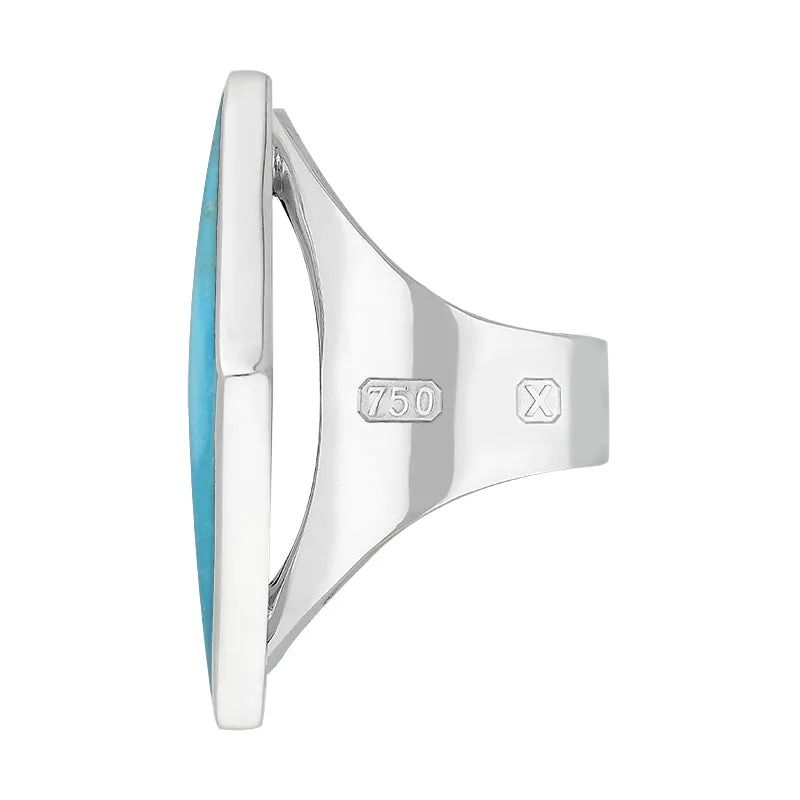 18ct White Gold Turquoise Hallmark Large Rhombus Ring