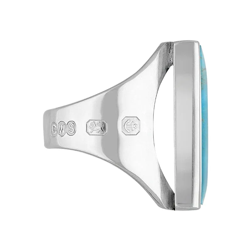 18ct White Gold Turquoise Hallmark Medium Square Ring