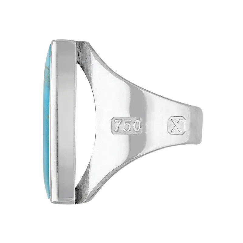 18ct White Gold Turquoise Hallmark Medium Square Ring