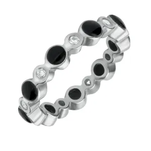 18ct White Gold Whitby Jet Diamond Eternity Ring