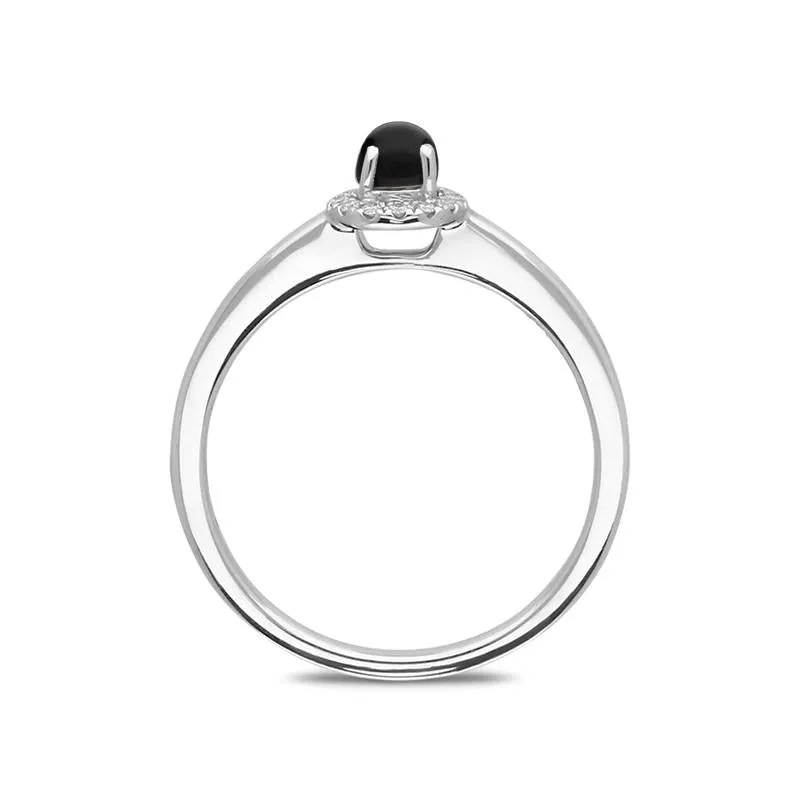 18ct White Gold Whitby Jet Diamond Round Cluster Ring
