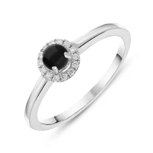 18ct White Gold Whitby Jet Diamond Round Cluster Ring