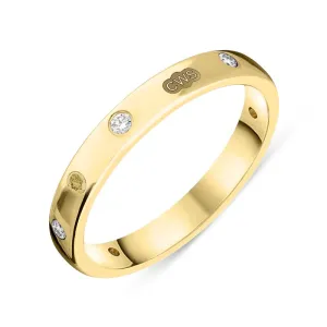 18ct Yellow Gold 0.12ct Diamond King's Coronation Hallmark 3mm Ring D