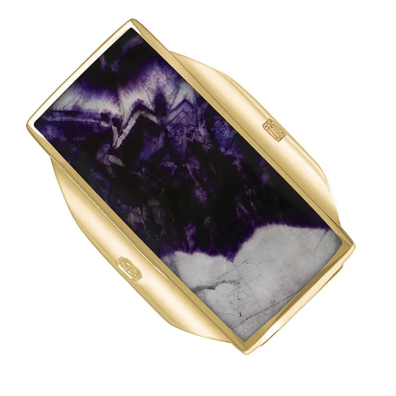 18ct Yellow Gold Blue John Hallmark Large Oblong Ring
