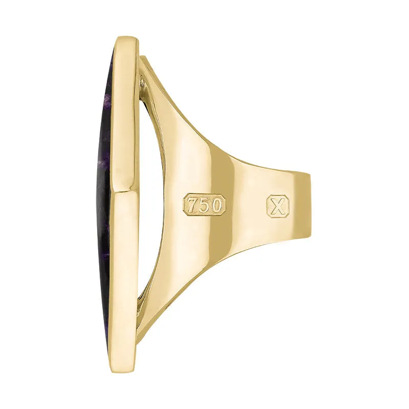 18ct Yellow Gold Blue John Hallmark Large Rhombus Ring