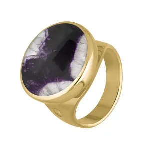 18ct Yellow Gold Blue John Hallmark Small Round Ring