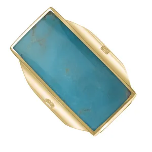 18ct Yellow Gold Turquoise Hallmark Large Oblong Ring