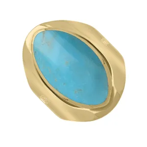 18ct Yellow Gold Turquoise Hallmark Medium Oval Ring