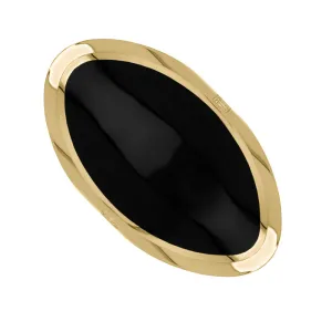 18ct Yellow Gold Whitby Jet Hallmark Large Oval Ring