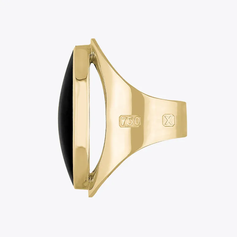 18ct Yellow Gold Whitby Jet Hallmark Large Oval Ring