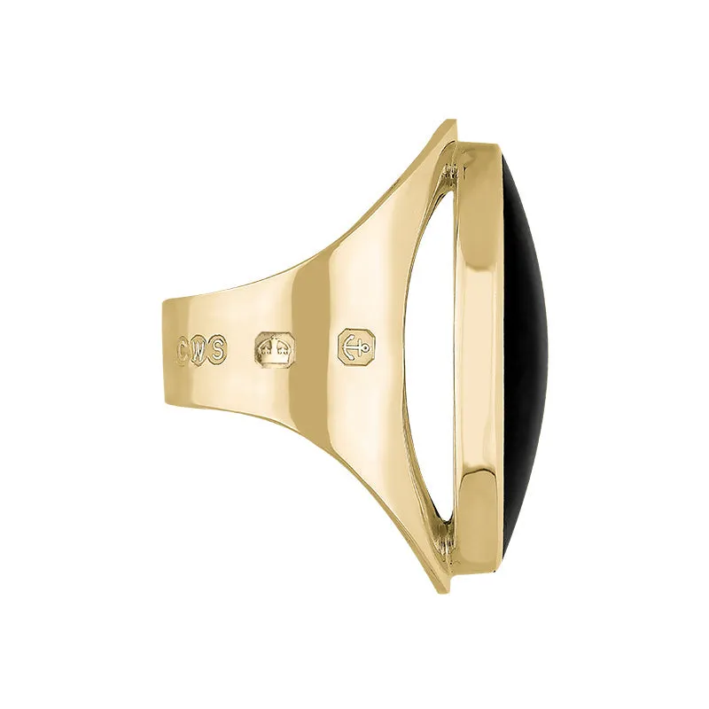 18ct Yellow Gold Whitby Jet Hallmark Large Oval Ring